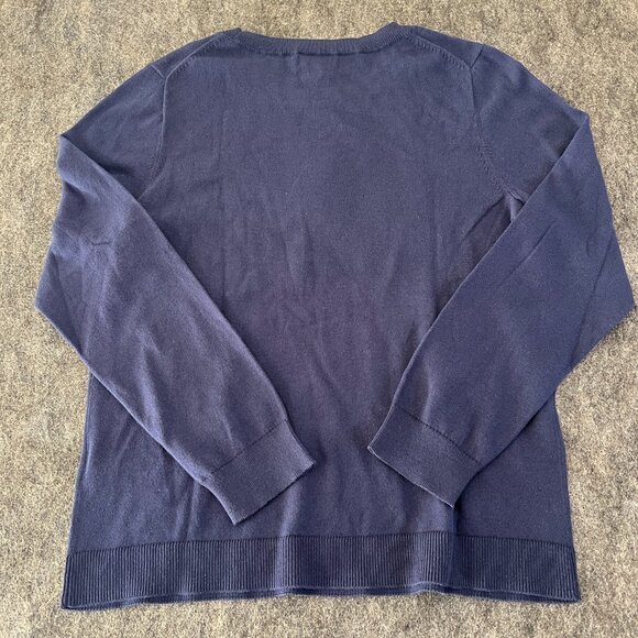 NWT J Crew Womens Large Teddie Crewneck Navy Blue Hearts Sweater Cotton - Picture 4 of 4